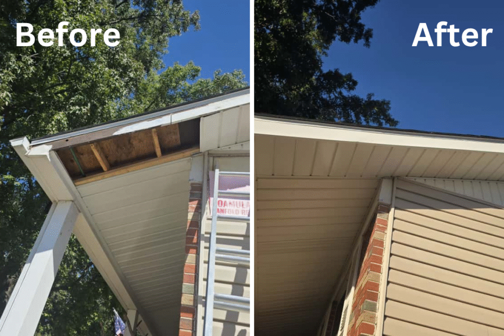 before and after roof repair 1