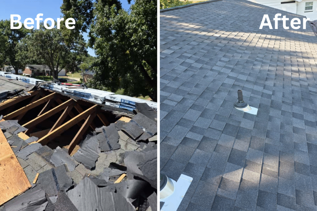 Before and after roof repair 5