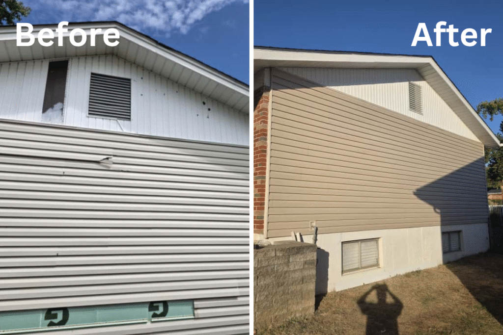 before and after roof repair 4