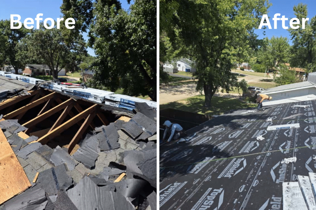 Before and after roof repair 6